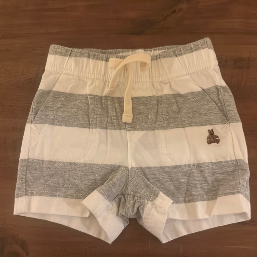 Baby Gap gray and white striped shorts